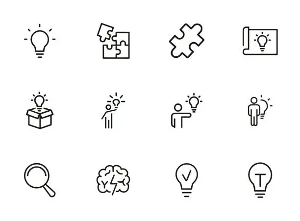 Vector illustration of Solution line icon set