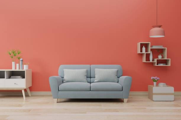istock Modern living room interior with sofa and green plants,lamp,table 1088840386