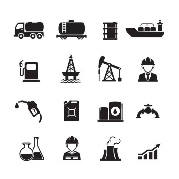 Vector illustration of Oil industry icons