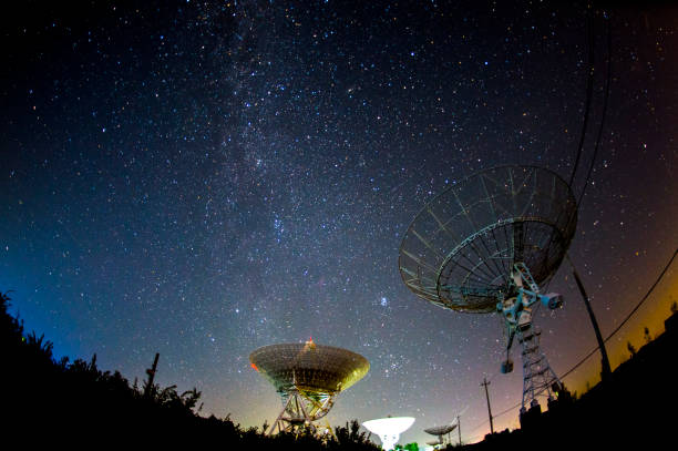 istock Radio telescopes and the Milky Way at night 1088858616