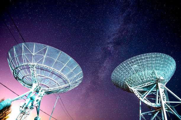 istock Radio telescopes and the Milky Way at night 1088858638