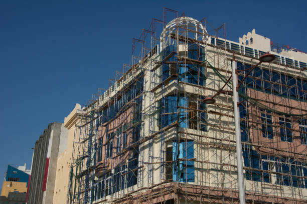 istock Beautiful building under construction is encased in scaffolding 1088868172