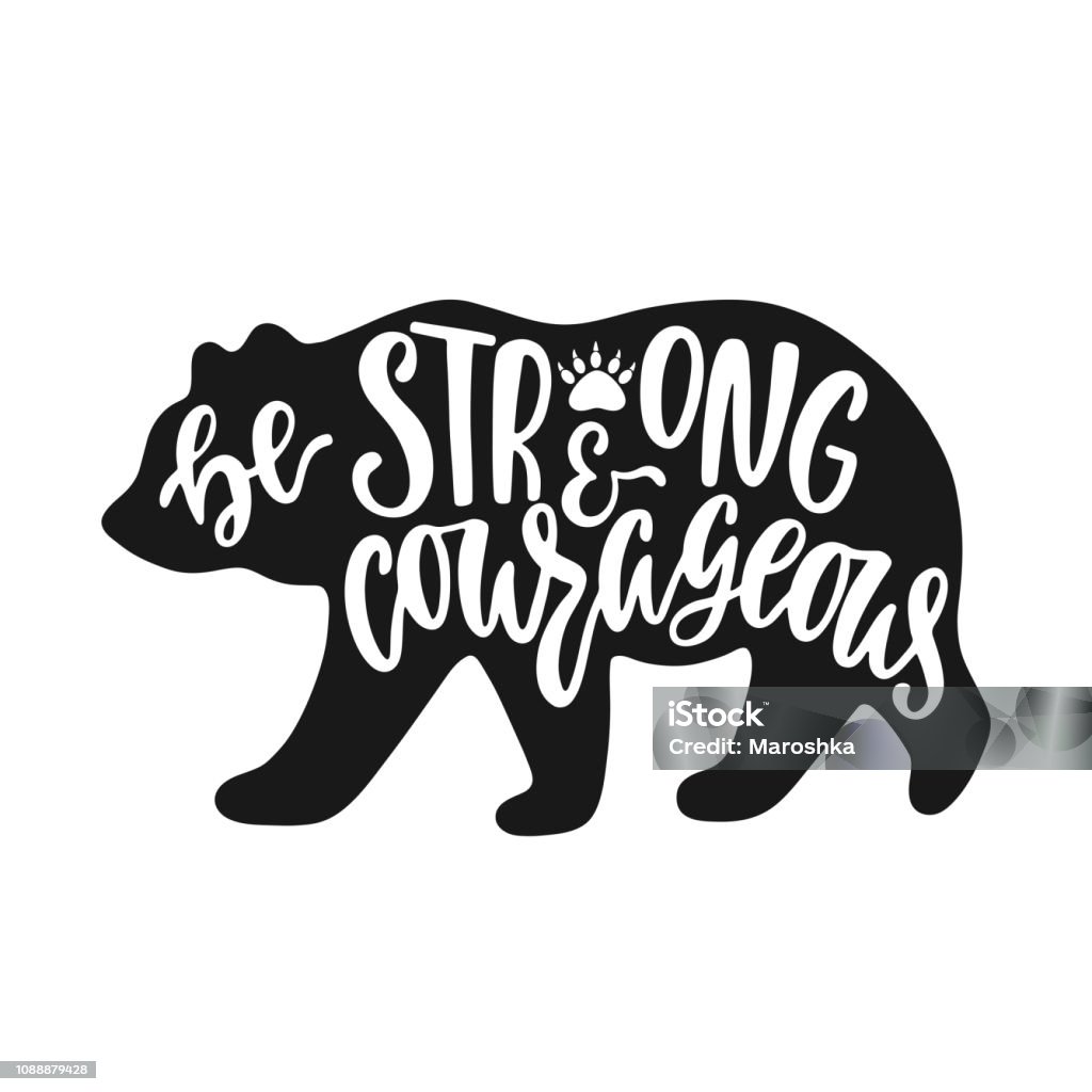 Born To Be Wild Inspirational Quote With Bear Silhouette Hand Writing  Calligraphy Phrase Vector Illustration Stock Illustration - Download Image  Now - iStock