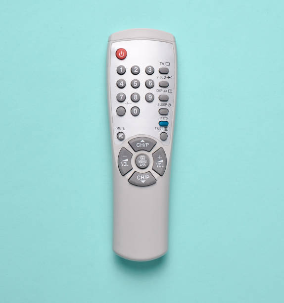 istock Tv remote on a blue pastel background, top view, minimalism 1088880090
