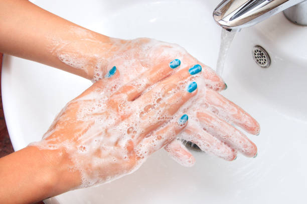 Soaped woman hands in the sink Soaped woman hands in the sink whites only drinking fountain stock pictures, royalty-free photos & images