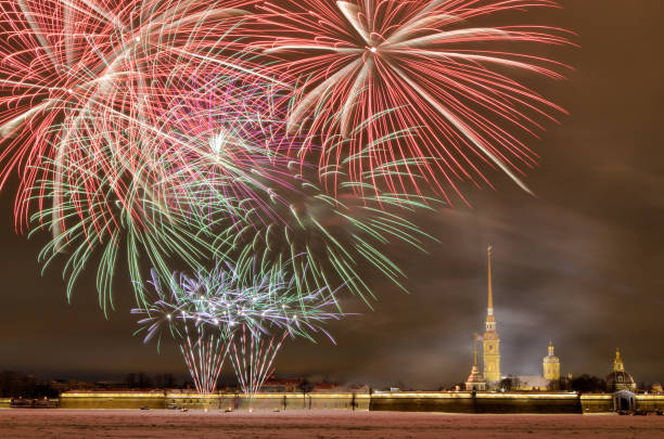 istock Beautiful festive fireworks for Christmas. 1088881944