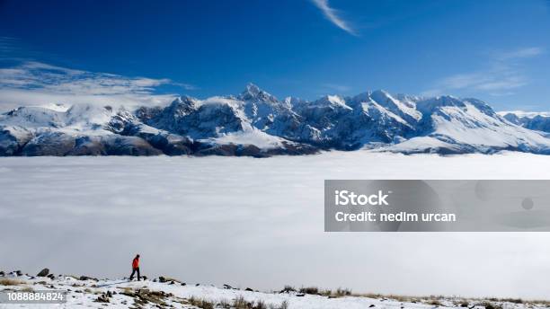 Mountains And Fog Stock Photo - Download Image Now - Beauty In Nature, Climbing, Cloud - Sky