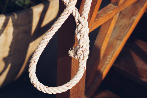 istock The old white rope was tied in a circle. 1088886910