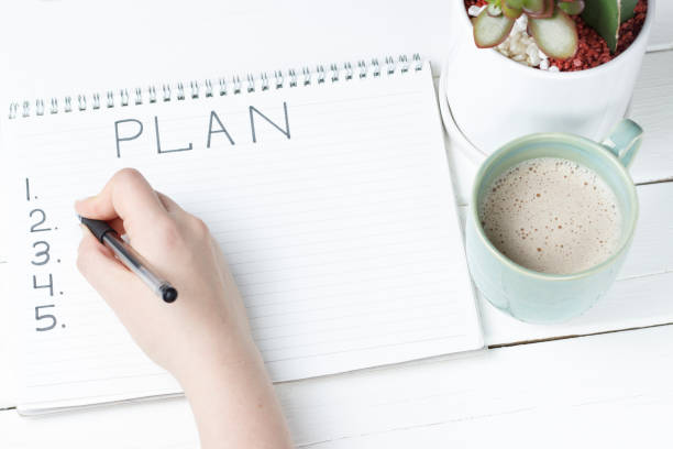 istock Inscription Plan in notepad, close-up, top view, concept of planning, goal setting 1088889016
