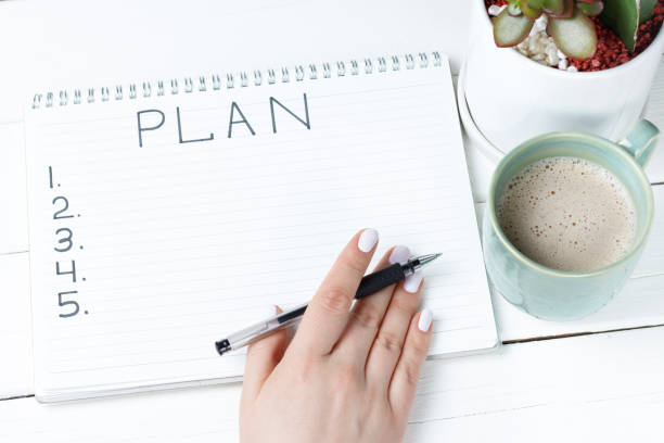 istock Inscription Plan in notepad, close-up, top view, concept of planning, goal setting 1088889092