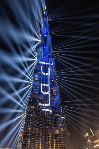 New Year Celebrations in Dubai at Burj Khalifa stock photo