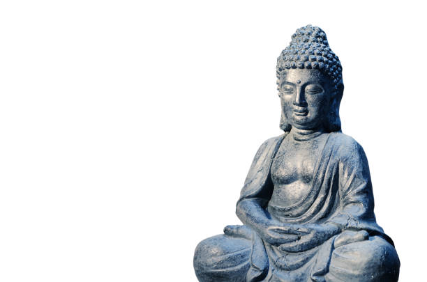 istock Buddha statue sitting in meditation pose isolated on white 1088903776