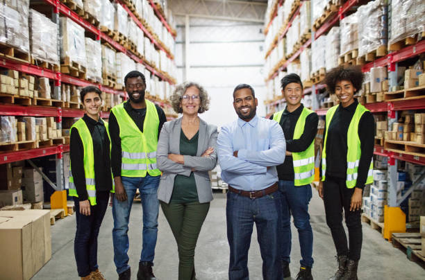istock Portrait of distribution warehouse working team 1088912416