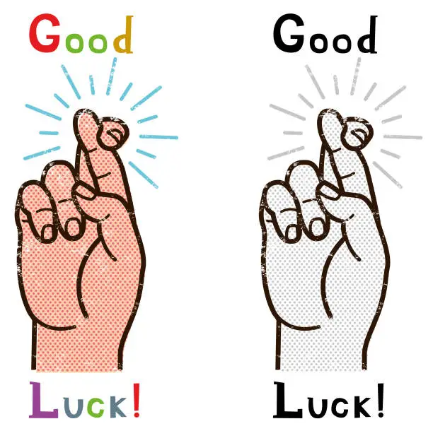 Vector illustration of Good luck crossed fingers
