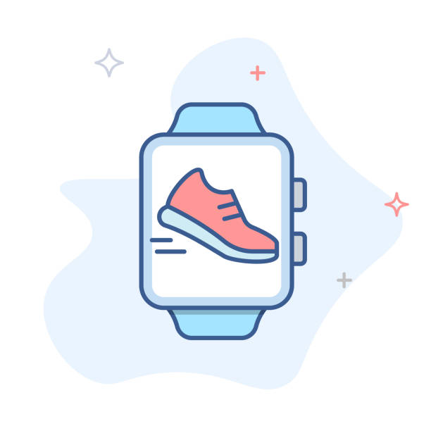 Smart watch icon, pedometer smartwatch vector icon. Smart watch icon, pedometer smartwatch vector icon. eps 10 pedometer stock illustrations