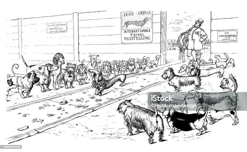 Dachshund winner - 1896 Dachshund winner. Every text is generic. 1895 stock illustration