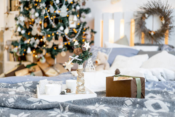 istock Christmas living room with a christmas tree and presents under it 1088939864