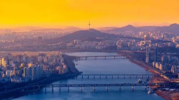 Top View of Seoul City Skyline,South Korea.
