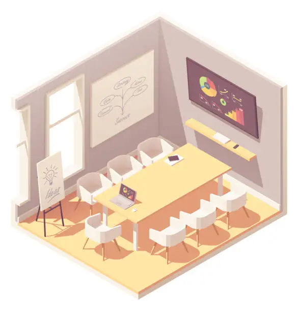 Vector illustration of Vector isometric conference room