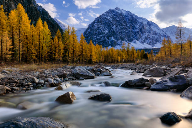 istock Akrtu river and peak Karatash at sunset 1088946368