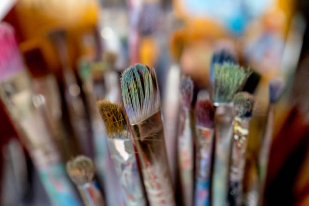istock Closeup of painting brushes 1088947264