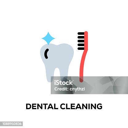 istock Flat line design style modern vector Dental Cleaning icon 1088950836