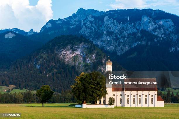 Idyllic St Coloman Church In Allgau Bavarian Alps At Summer Germany Stock Photo - Download Image Now