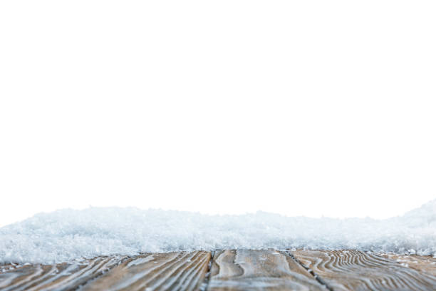 istock selective focus of striped wooden board covered with snow on white 1088958376