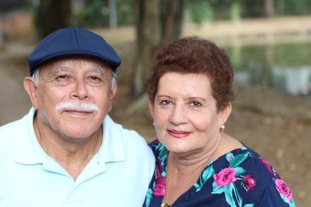 Real looking elderly couple outdoor close up Real looking elderly couple outdoor close up. puerto rican ethnicity stock pictures, royalty-free photos & images