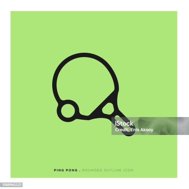 Ping Pong Rounded Line Icon Stock Illustration - Download Image Now - Table Tennis, Badminton Racket, Challenge