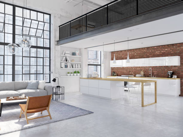 istock new modern city loft apartment. 3d rendering 1088979314