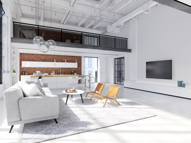 istock new modern city loft apartment. 3d rendering 1088979316