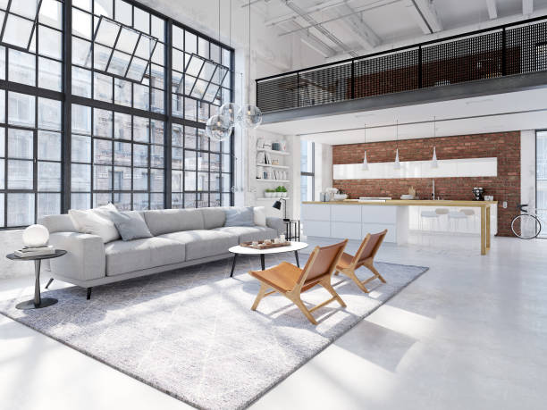 istock new modern city loft apartment. 3d rendering 1088979318