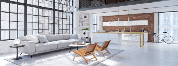istock new modern city loft apartment. 3d rendering 1088979320
