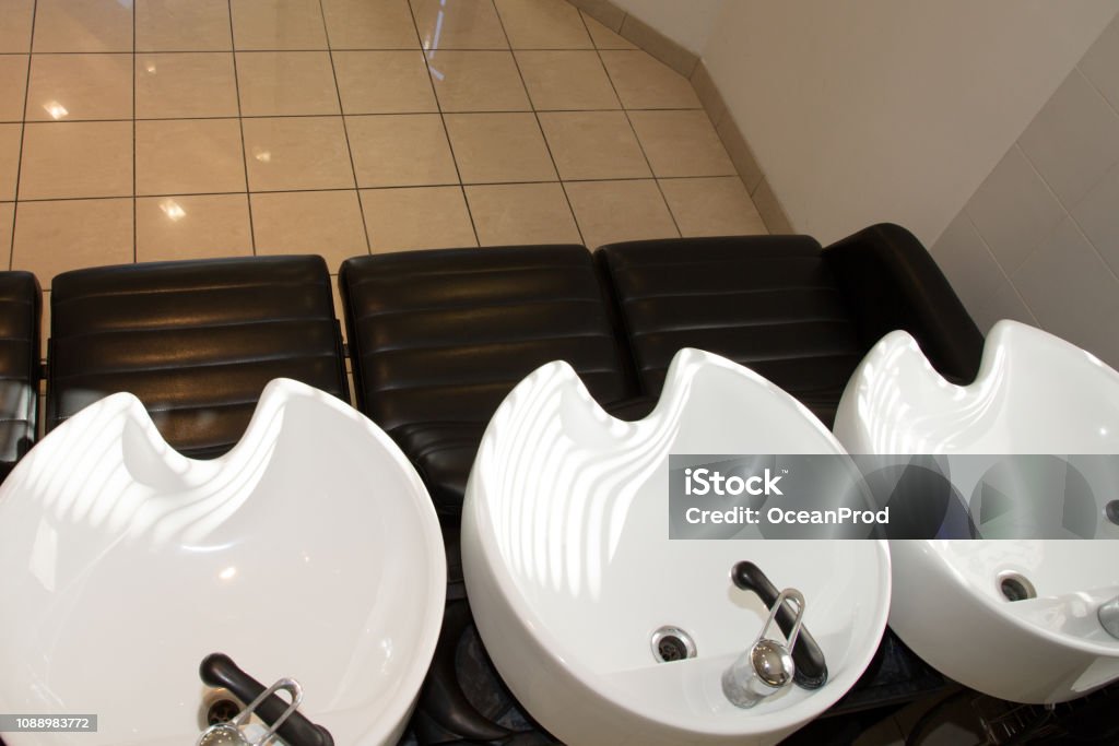 Hairdressing Wash Hair Washing Basin Close Up Stock Photo - Download Image  Now - Hair Salon, Shampoo, Station - iStock