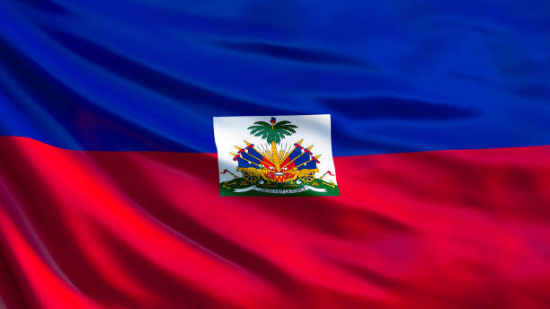 haiti flaga. machając flagą haiti 3d ilustracji. port-au-prince - haiti flag republic of haiti flag of haiti zdjęcia i obrazy z banku zdjęć