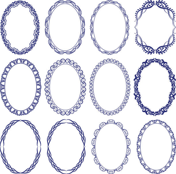 frames set of decorative oval frames ellipse stock illustrations