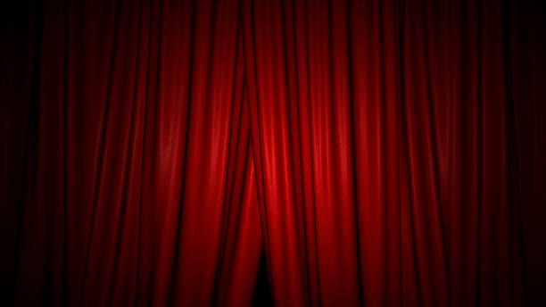 istock The high-quality red curtain opens/closes 1089000762