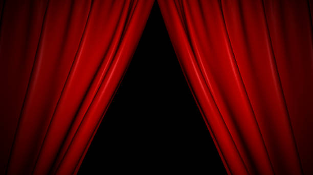istock The high-quality red curtain opens/closes 1089000776