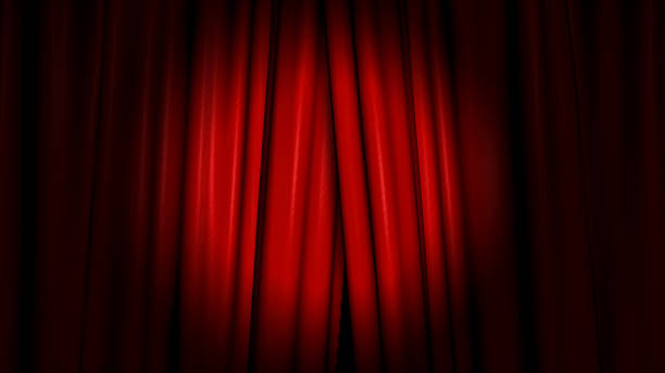 istock The high-quality red curtain opens/closes 1089000786