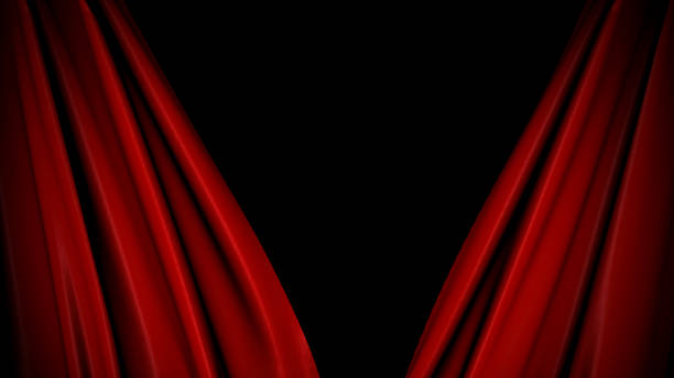 istock The high-quality red curtain opens/closes 1089000808
