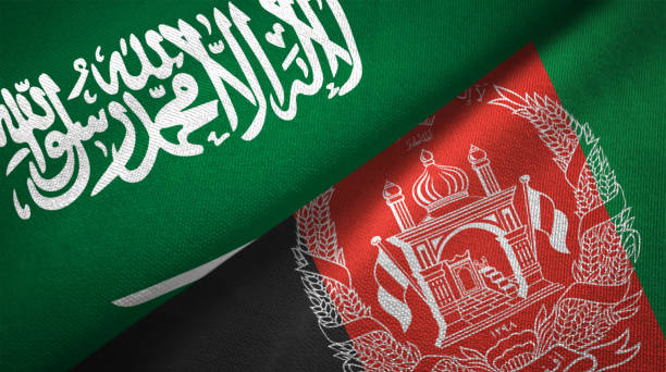 istock Afghanistan and Saudi Arabia two flags together realations textile cloth fabric texture 1089001226