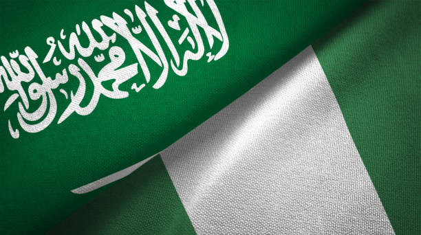 istock Nigeria and Saudi Arabia two flags together realations textile cloth fabric texture 1089004232