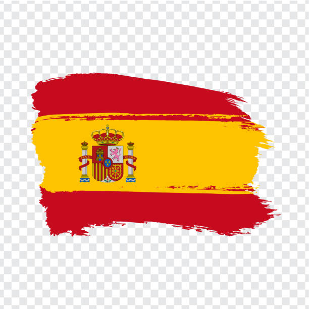 flaga hiszpania z pociągnięć pędzla. - barcelona sevilla stock illustrations