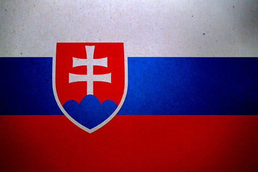Flag of Slovakia printed on a paper sheet.