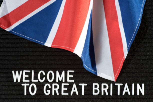 istock British flag and slogan Welcome to the UK 1089016434