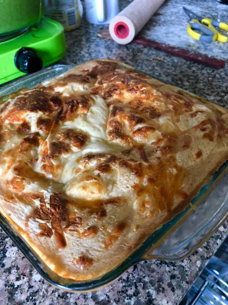 istock Image of prepared baked lasagne on kitchen worktop 1089021740
