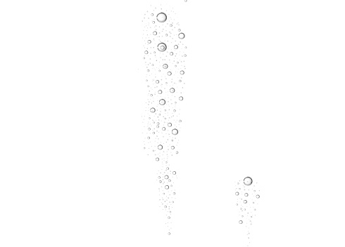 Escaping air makes a cascade og small bubbles.