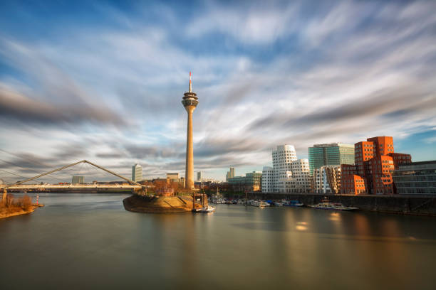 istock Dusseldorf cityscape with view on media harbor in sunset 1089026116