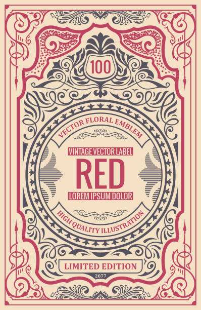 Vintage label for packing or book cover design Vintage label for packing or book cover design. Vector unique and Inspiring layout old card. Cover template with frame and decorative elements filigree illustrations stock illustrations